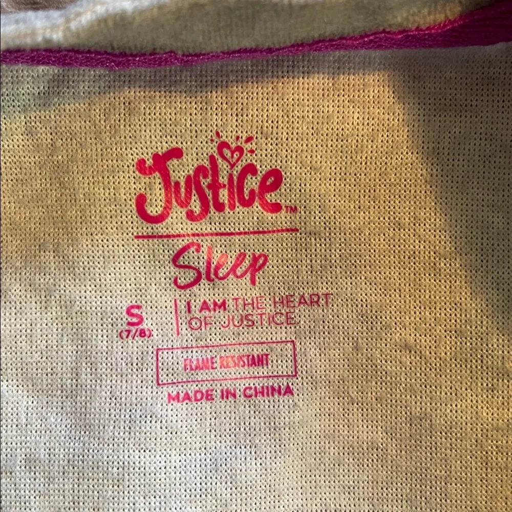 Justice Girls Cozy Fleece Long‎ Sleeve Top Sleep Pajama size Small
